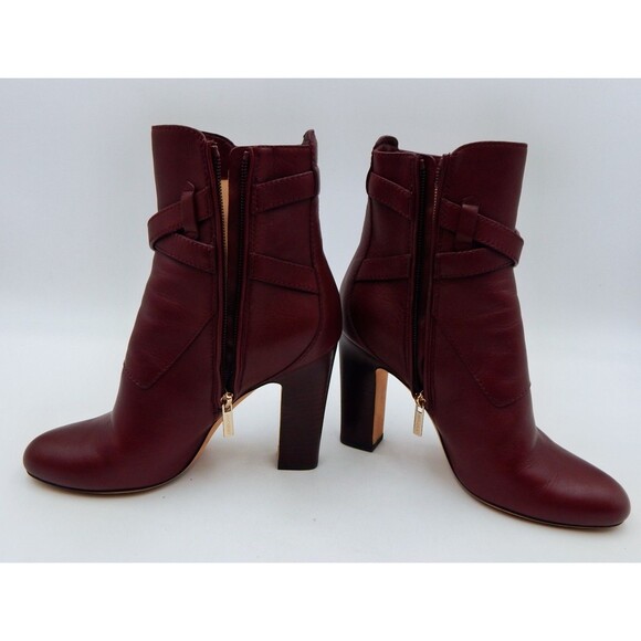 Jimmy Choo Mitchel 100 Wine Burgundy Leather Ankle Boots Booties Women Size 37.5 - Picture 10 of 15